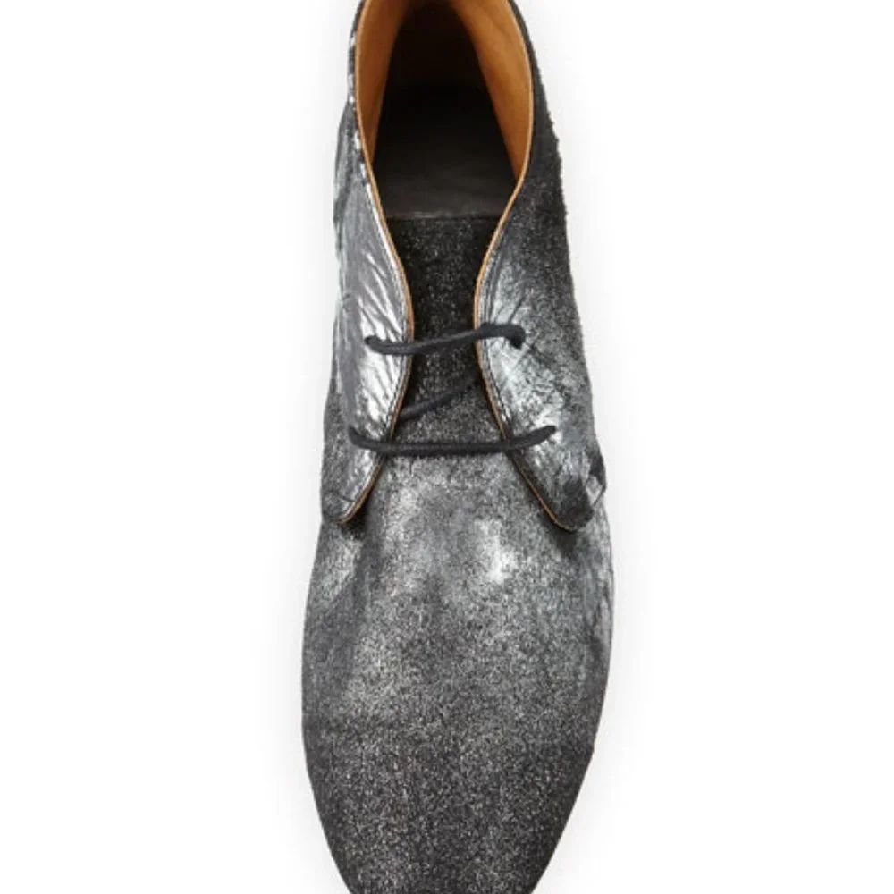 Isabel Marant Ginger Burnout Metallic Calf Hair Flat lace-up bootie US7/EU 37 - Picture 3 of 6